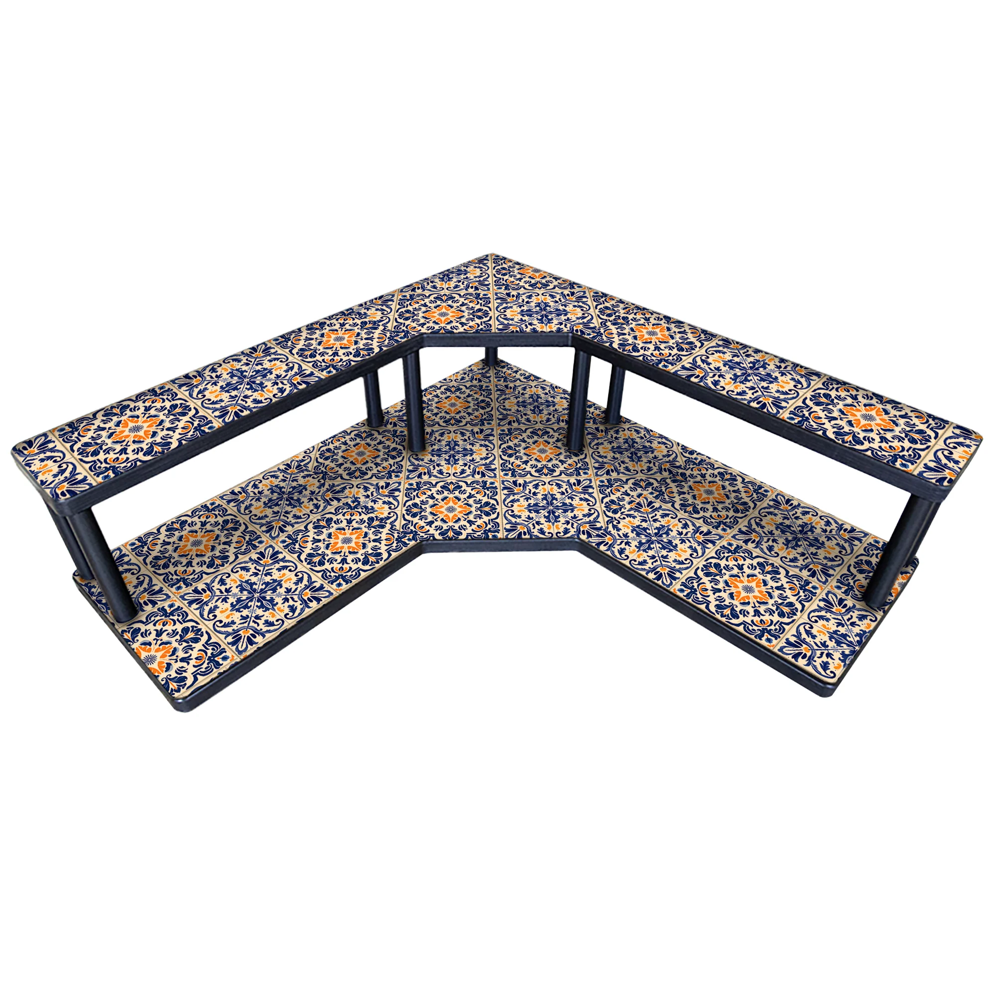 Counter Caddies™ - "Blue Floral Tiles" Themed Artwork - Multiple Size Options