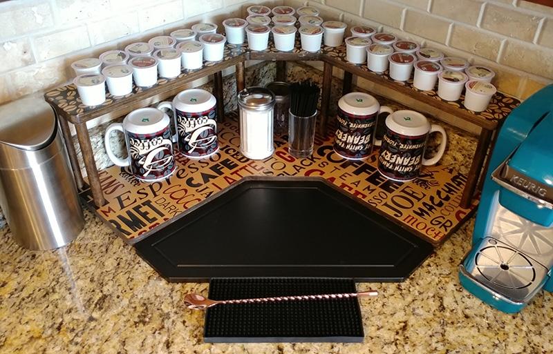 Counter Caddies™ - BARISTA Theme - CORNER Shelf w/ K-CUP Holes - Image 2
