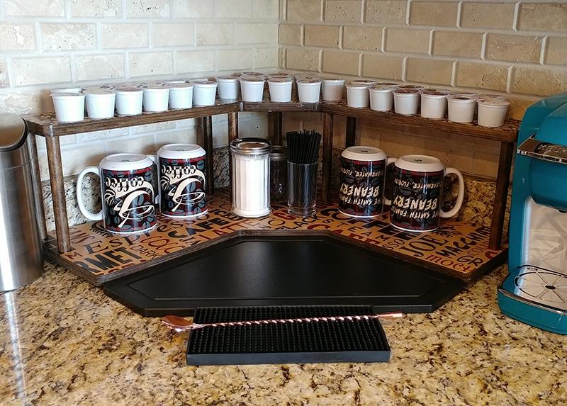 Counter Caddies™ - BARISTA Theme - CORNER Shelf w/ K-CUP Holes - Image 3