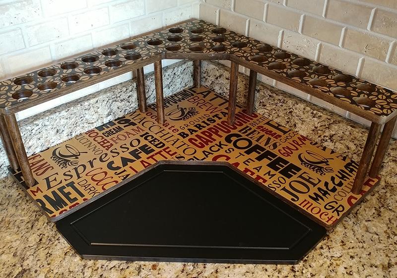 Counter Caddies™ - BARISTA Theme - CORNER Shelf w/ K-CUP Holes - Image 4