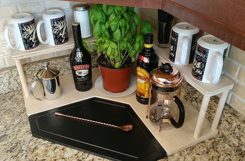 Counter Caddies™ - NATURAL - CORNER Shelf - Barista Theme - Image 2