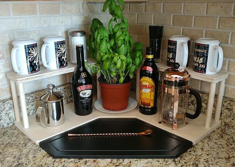 Counter Caddies™ - NATURAL - CORNER Shelf - Barista Theme - Image 3
