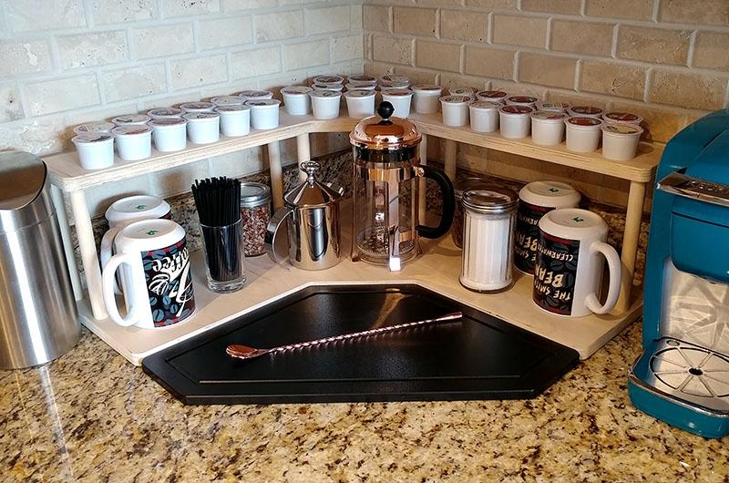 Counter Caddies™ - NATURAL - CORNER Shelf w/ K-CUP Holes - Image 3