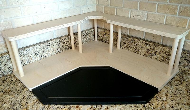 Counter Caddies™ - NATURAL - CORNER Shelf w/ Trash Can Inset - Image 5