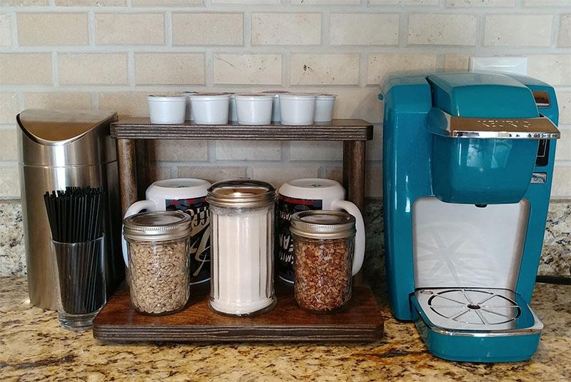 Counter Caddies™ - STAINED Finish - 12" STRAIGHT Shelf w/ K-Cup Holes - Image 2