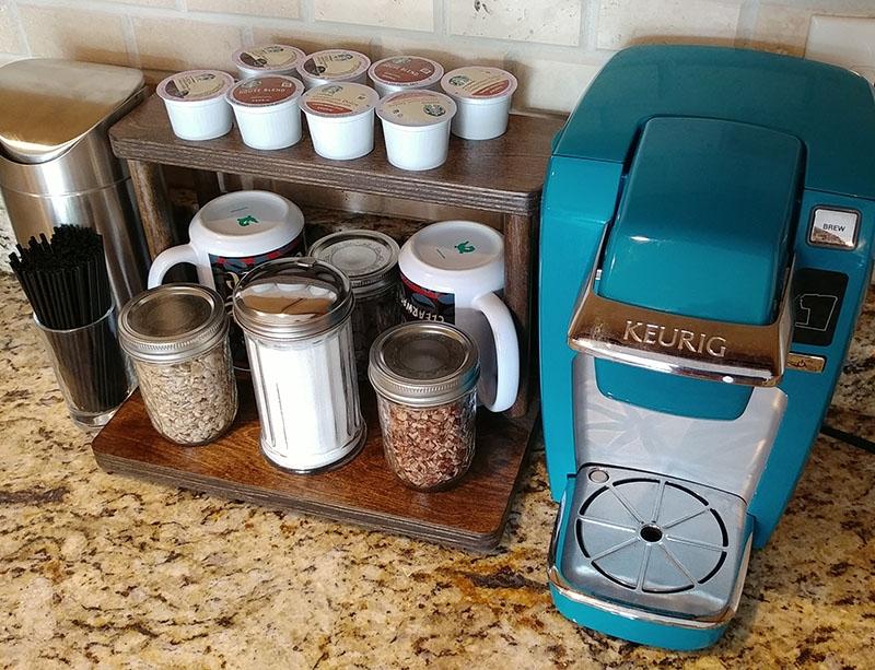 Counter Caddies™ - STAINED Finish - 12" STRAIGHT Shelf w/ K-Cup Holes - Image 3