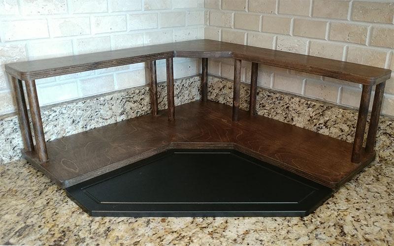 Counter Caddies™ - Stained Finish - CORNER Shelf - Barista Theme - Image 4