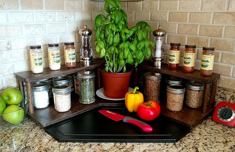 Counter Caddies™ - STAINED finish - CORNER Shelf - Culinary - Image 2
