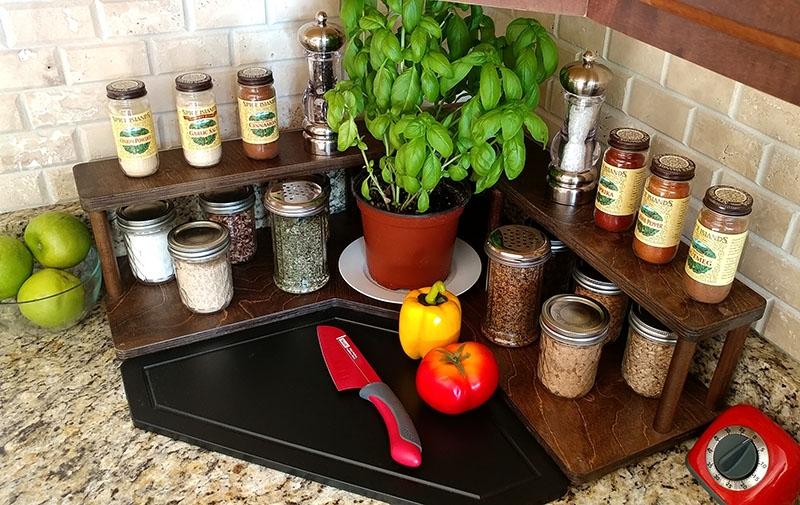 Counter Caddies™ - STAINED finish - CORNER Shelf - Culinary - Image 3