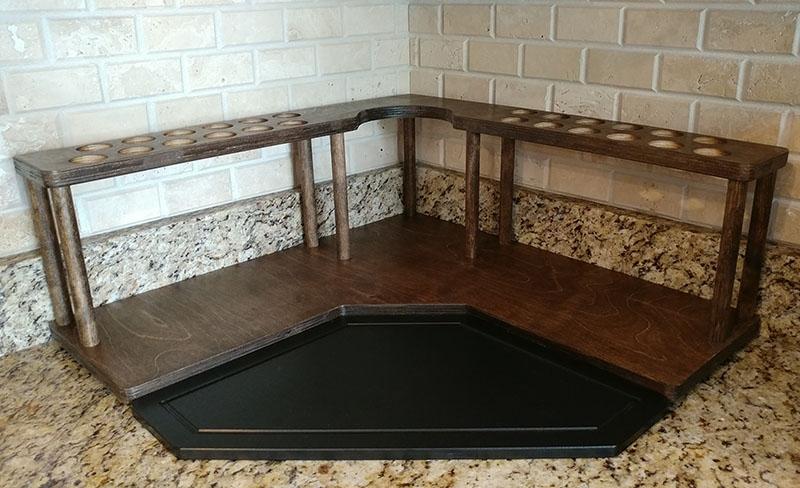 Counter Caddies™ - Stained Finish - CORNER Shelf w/ K-CUP Holes & Trash Can Inset - Image 4