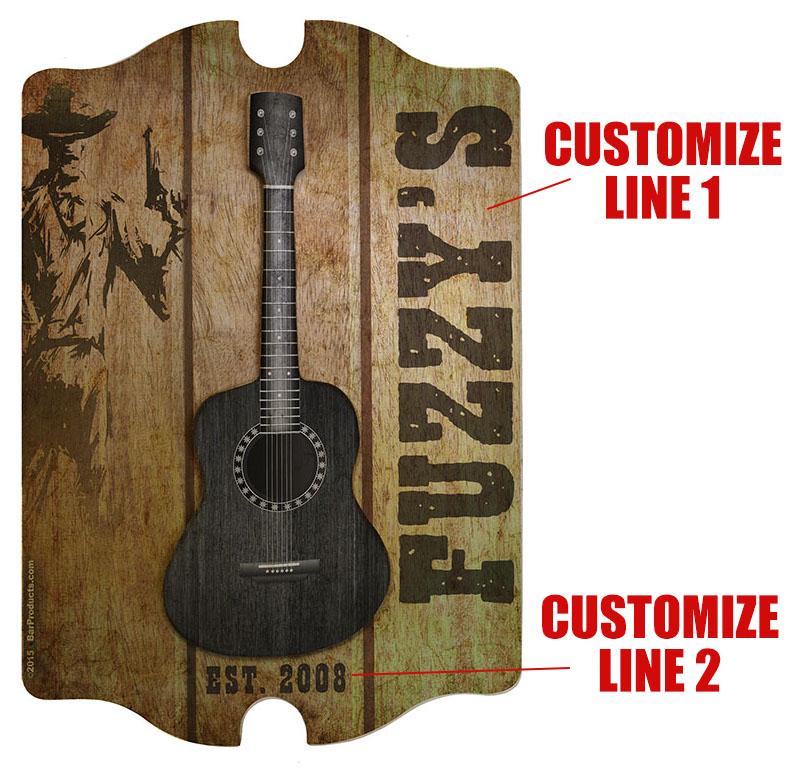 Country Theme - 3D Wooden Guitar Tavern Sign - Image 2