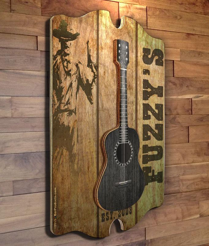 Country Theme - 3D Wooden Guitar Tavern Sign - Image 3