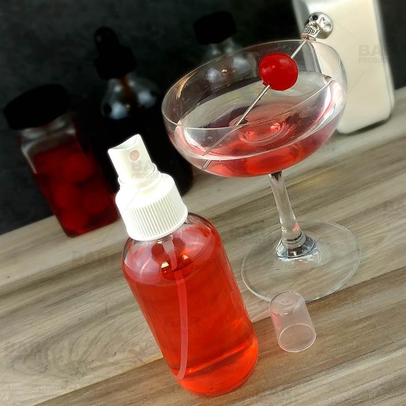 Boston Round Craft Bartending Bottle w/ White Atomizer - Clear 4oz - Image 4