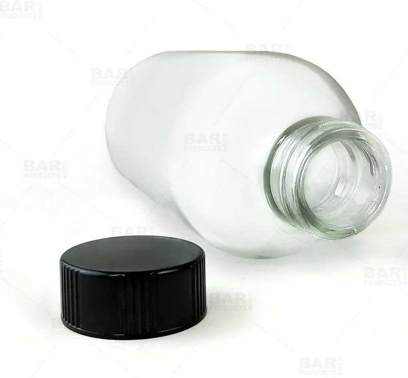 Craft Bartending Bottle w/ Black Lid - Boston Round - Clear 4 ounce - Image 3
