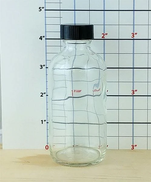 Craft Bartending Bottle w/ Black Lid - Boston Round - Clear 4 ounce - Image 4
