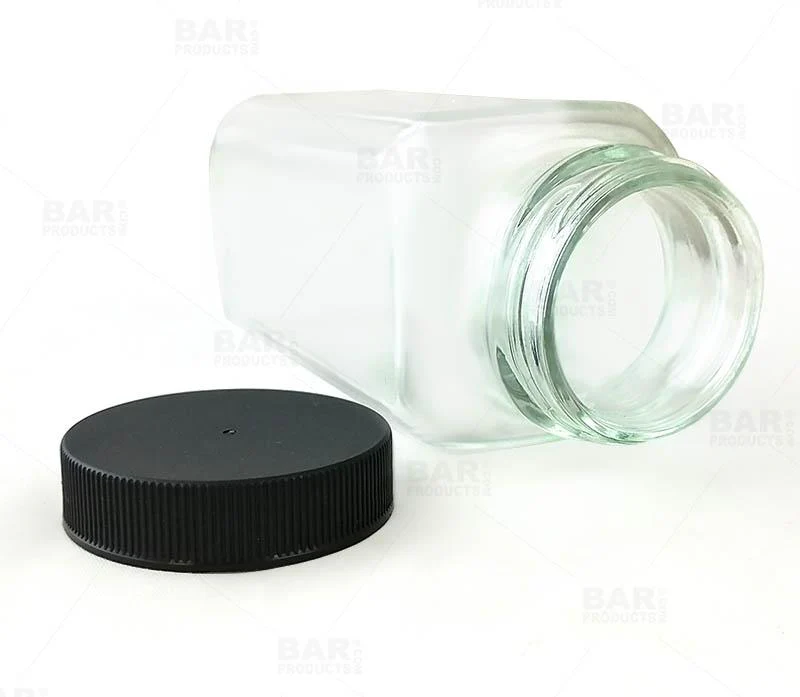 Craft Bartending Jar with Black Lid - French Square Style - 4 oz / 118ml - Image 3