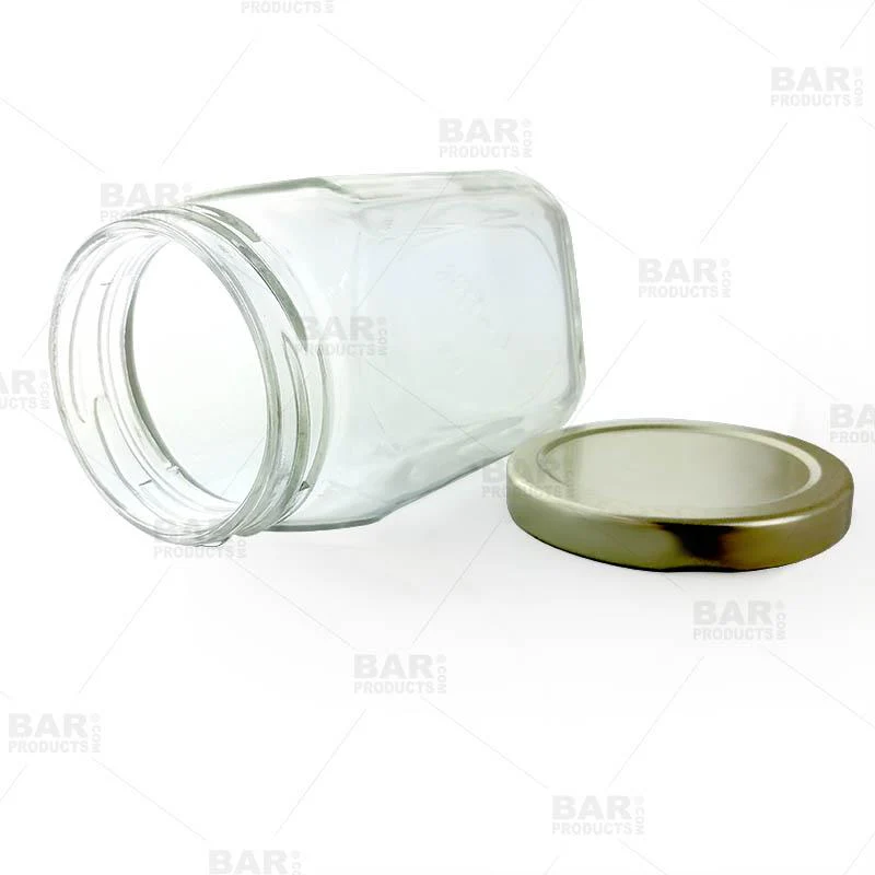 Craft Bartending Jar with Gold Lid - Victorian Square Style - 10 oz / 292ml - Image 2