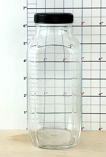 Craft Bartending Jar with Black Lid - French Square Style - 16 oz / 473ml - Image 4