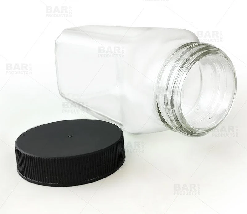 Craft Bartending Jar with Black Lid - French Square Style - 6 oz / 190ml - Image 3