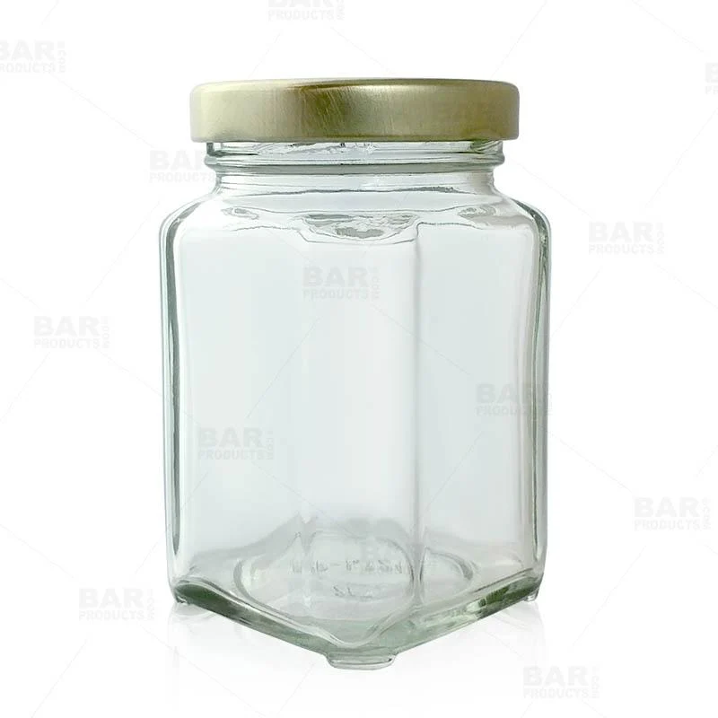 Craft Bartending Jar with Gold Lid - Victorian Square Style - 3.75 oz / 110ml - Image 3