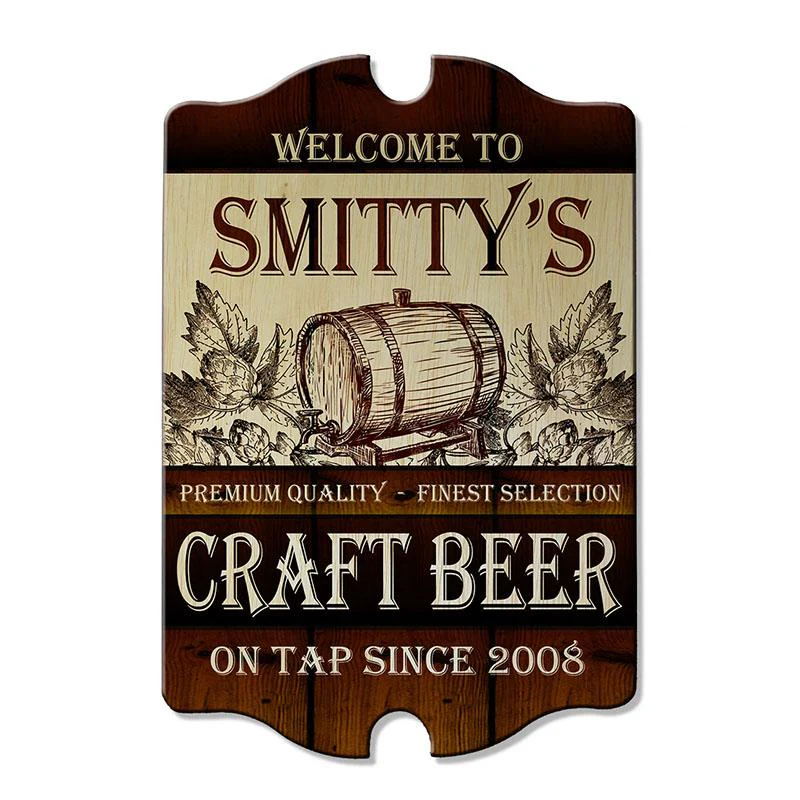 Craft Beer Tavern Shaped Wood Bar Sign - Image 2