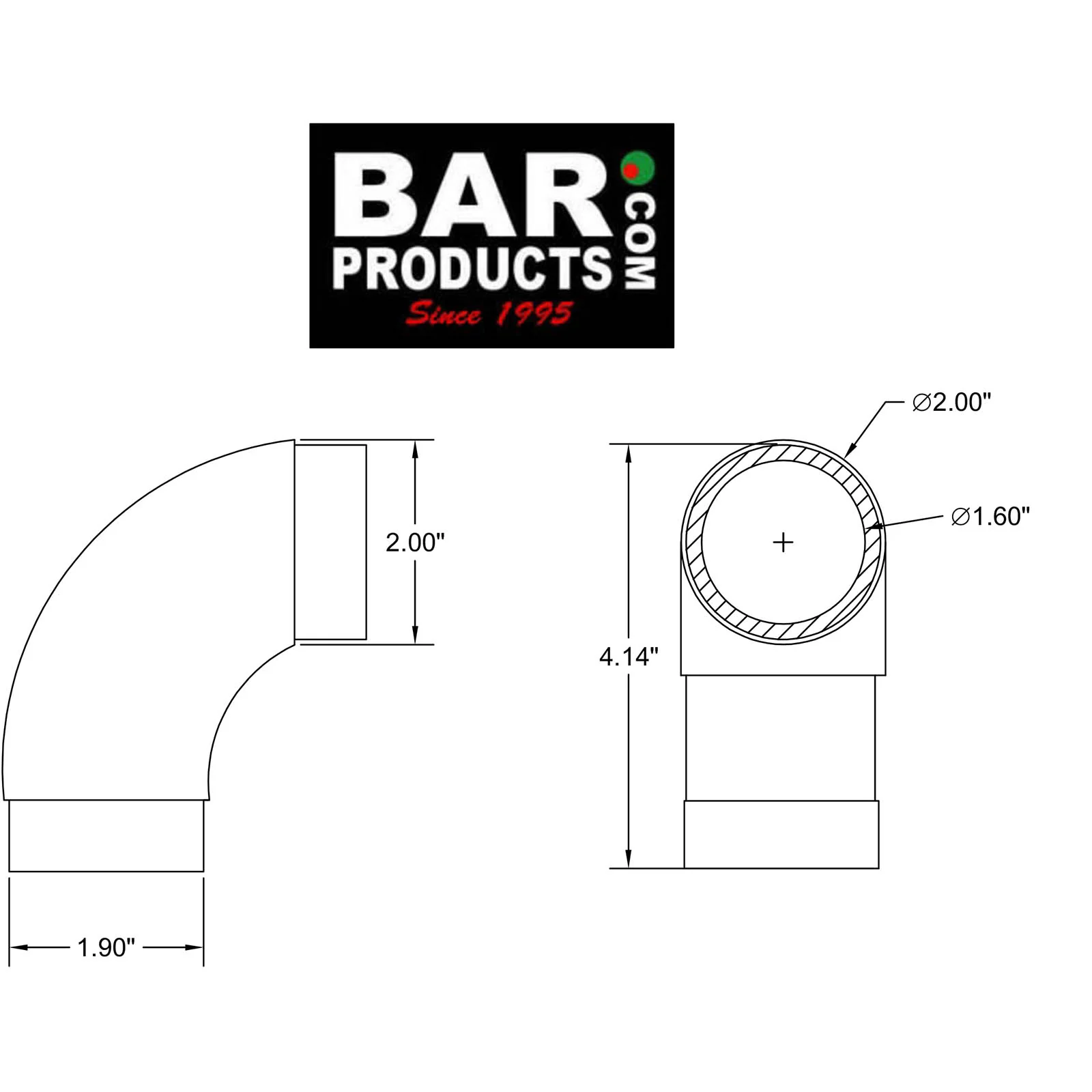 Curved Flush Elbow Fitting - 90 Degree - (Metal Options) - Image 2