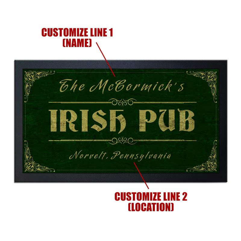 Custom Bar Service Mat - Irish Pub - 17.25" x 10" - Image 3