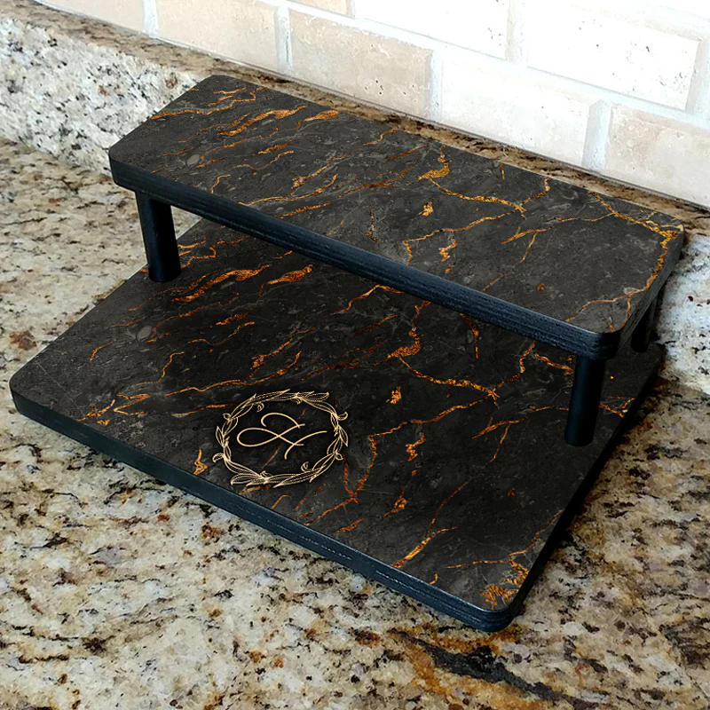 Custom Counter Caddies™ - "Marble Monogram" Themed Artwork - Straight Shelf - 12" Length - Image 2