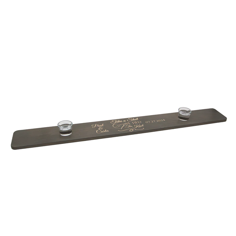 Custom Laser Engraved 2 Person Wood Shot Ski - Take A Shot, We Tied The Knot - Image 7