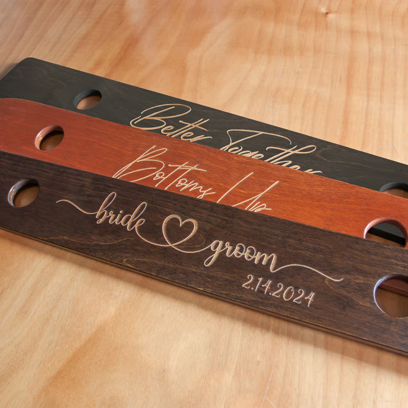Custom Laser Engraved 2 Person Wood Shot Ski - Multiple Designs Available - Image 2