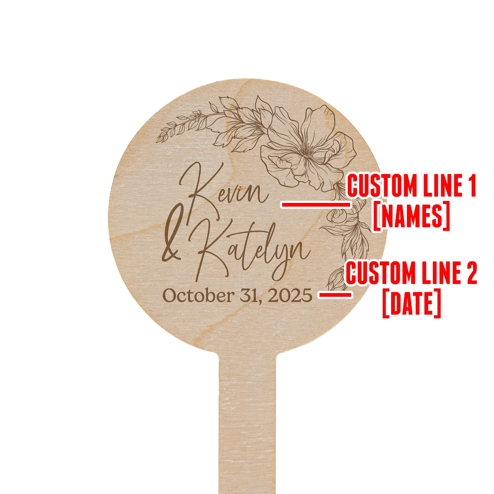 Custom Laser Engraved Small Wooden Planter Tag, 10 Pack - Floral Frame - Handcrafted in the USA - Image 4