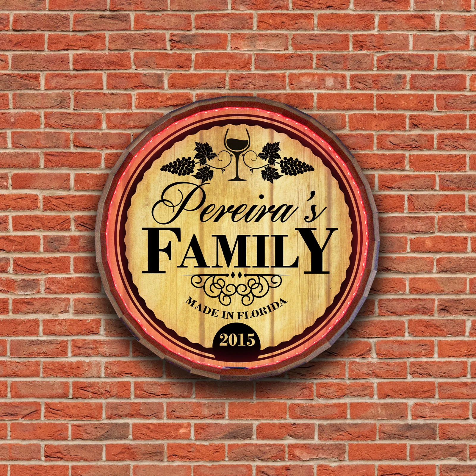 Custom LED Wood Barrel Top Sign - Family - Image 2