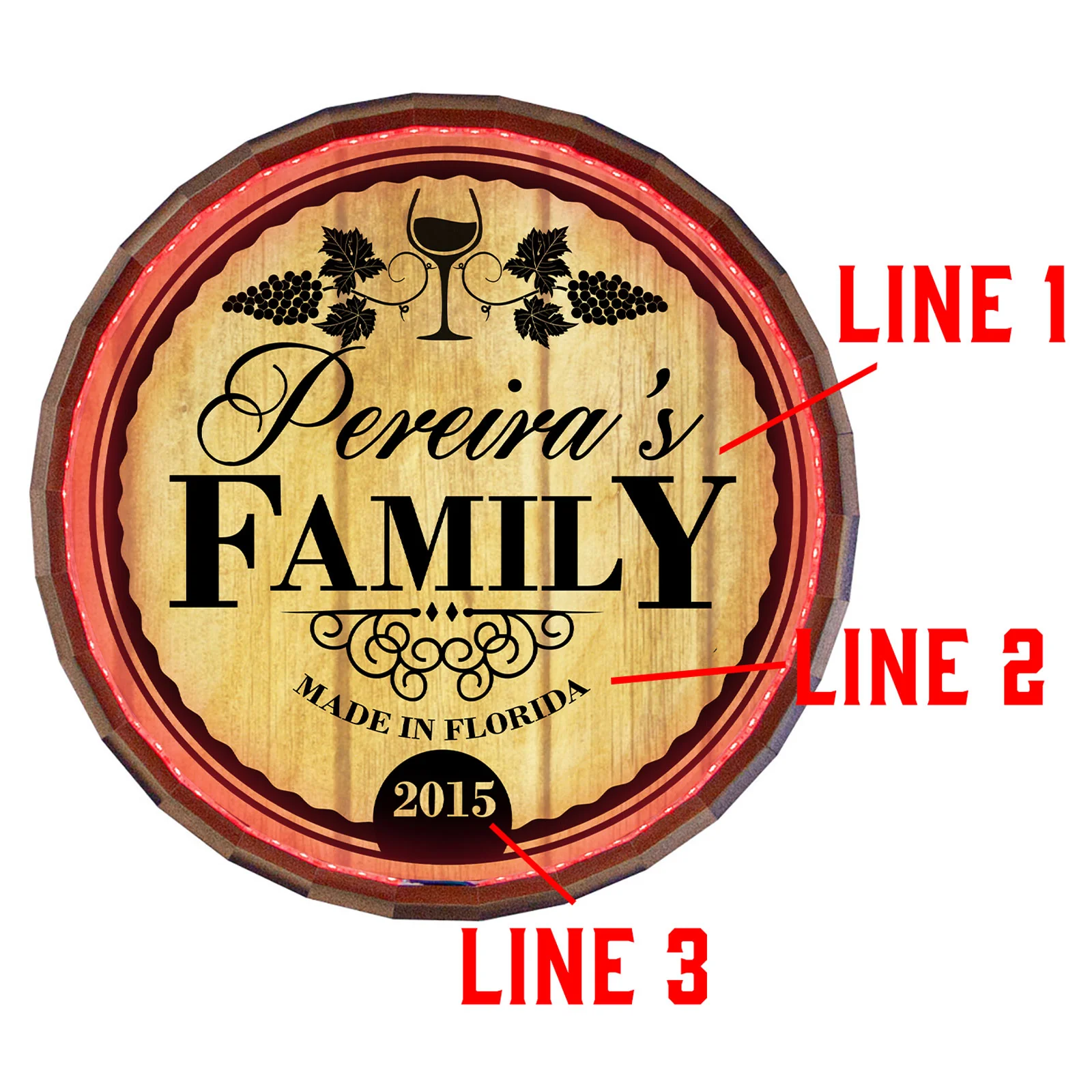 Custom LED Wood Barrel Top Sign - Family - Image 3