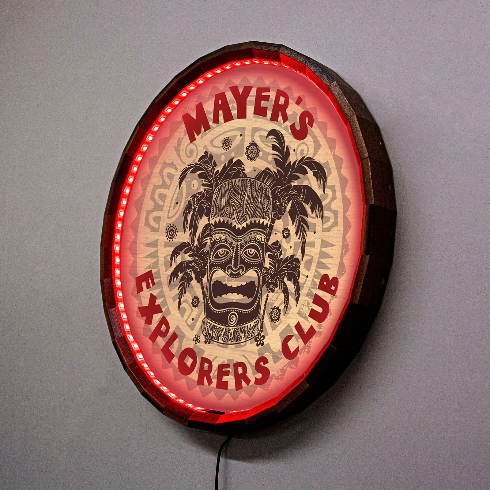 Custom LED Wood Barrel Top Sign - Tiki Bar - Image 6
