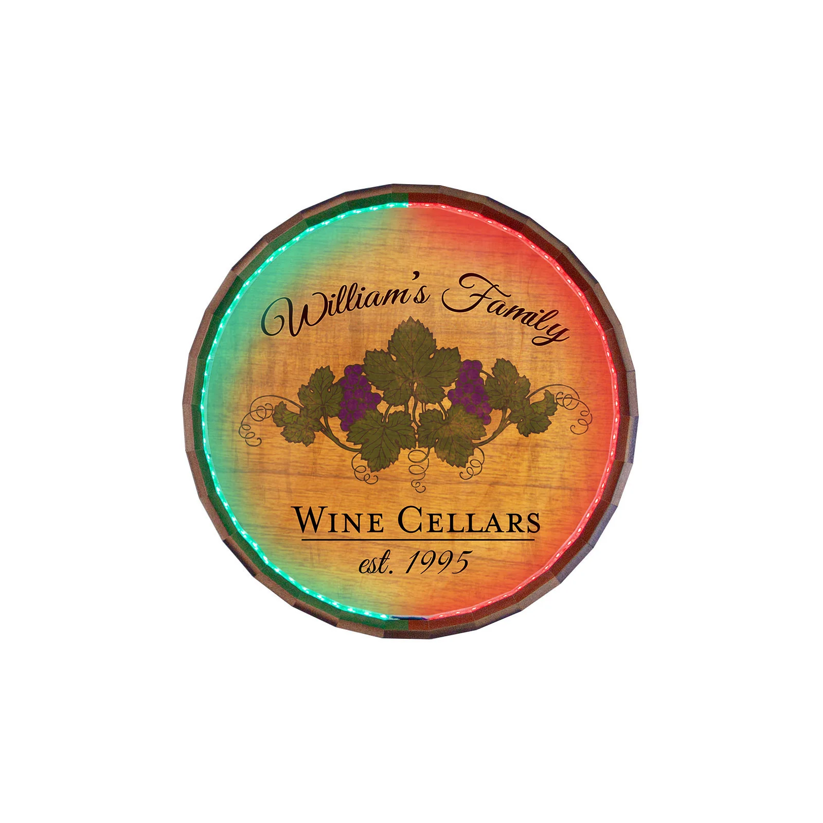 Custom LED Wood Barrel Top Sign - Wine Cellar - Image 4