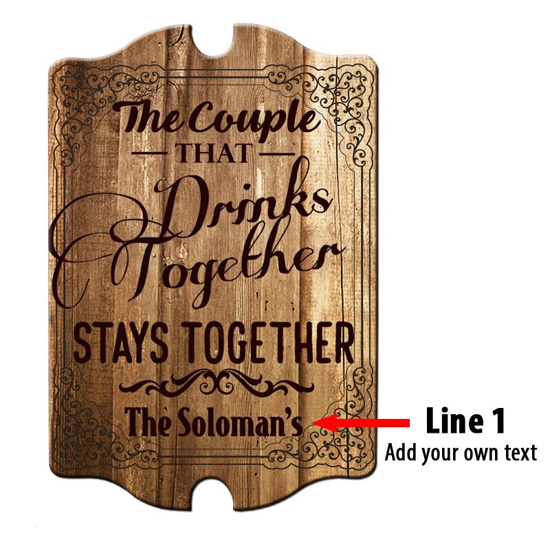 Tavern Shaped Wood Bar Sign - Couple that Drinks Together - CUSTOMIZABLE - Image 2
