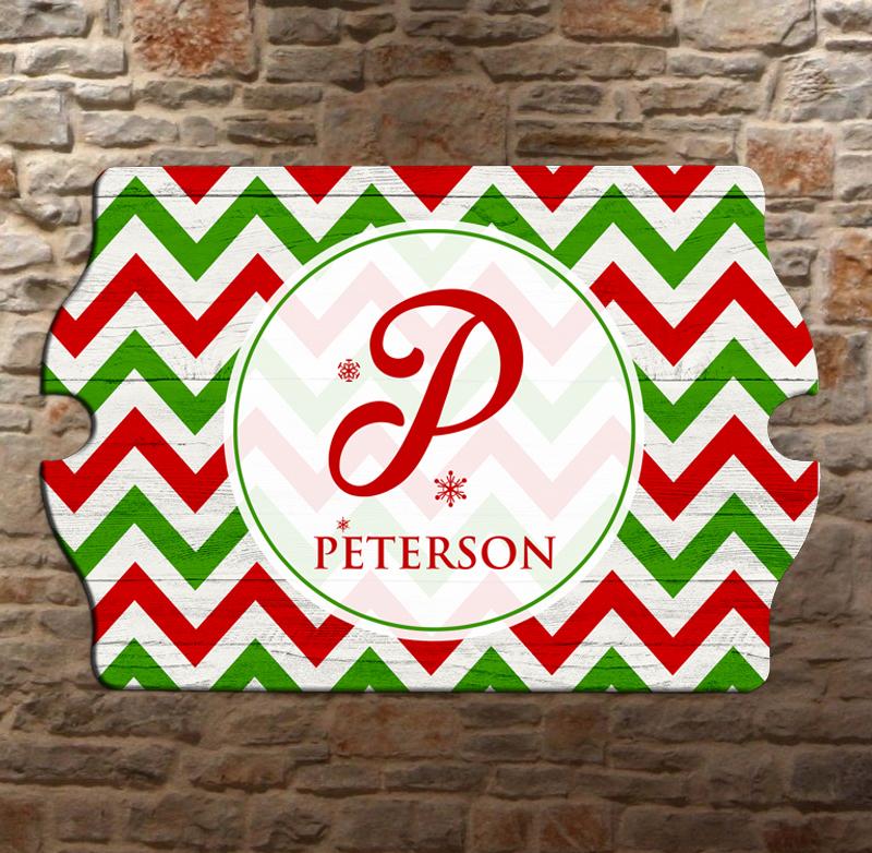 Custom Tavern Shaped Wood Bar Sign - Holiday Monogram - Image 2