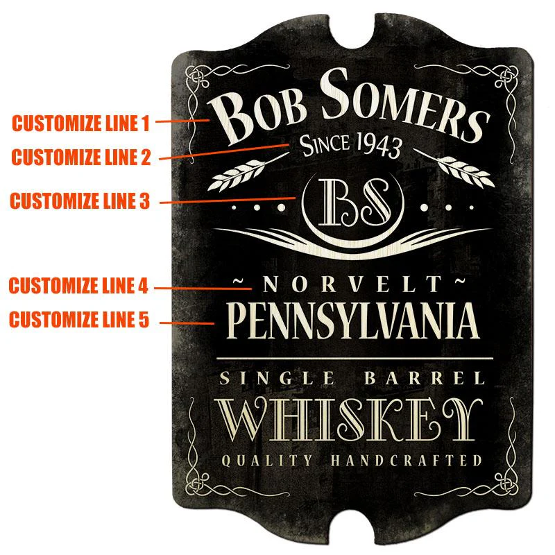 Custom Tavern Shaped Wood Bar Sign - Single Barrel Whiskey - Image 2