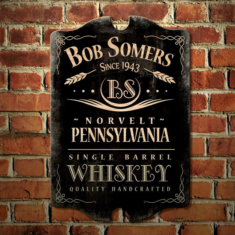 Custom Tavern Shaped Wood Bar Sign - Single Barrel Whiskey - Image 3