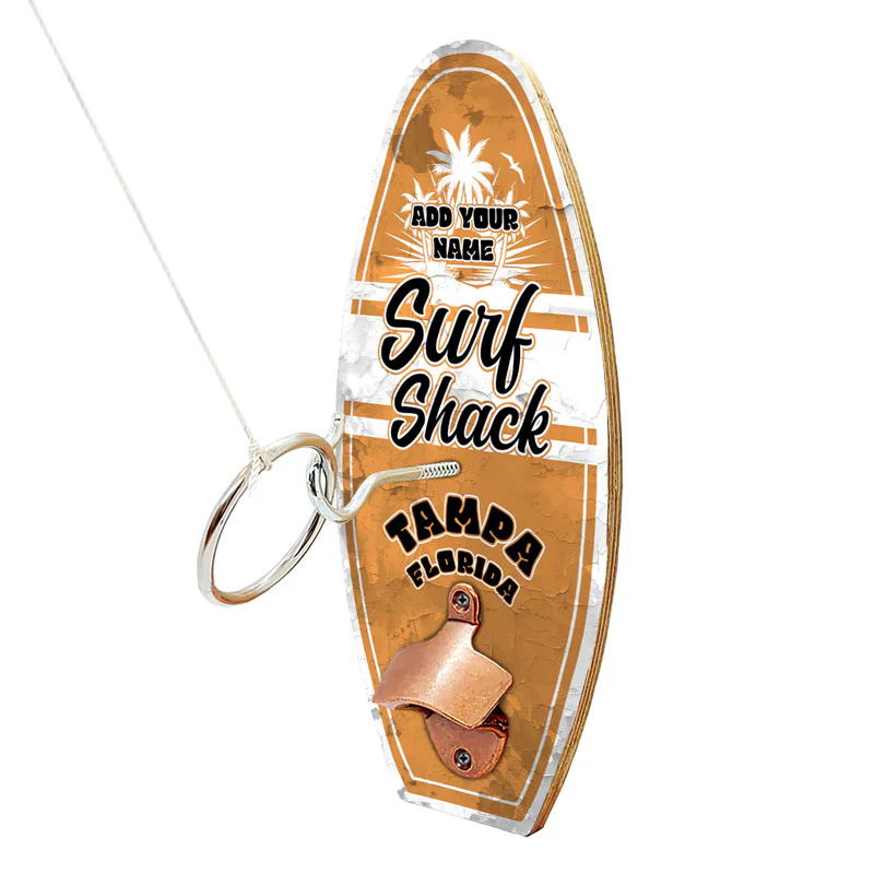 Custom Wall Surfboard Mounted Ring Toss Game W/ Bottle Opener - Surf Shack Design - Multiple Colors - Image 3