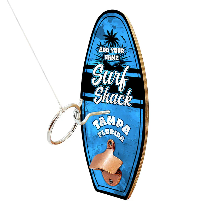 Custom Wall Surfboard Mounted Ring Toss Game W/ Bottle Opener - Surf Shack Design - Multiple Colors - Image 5