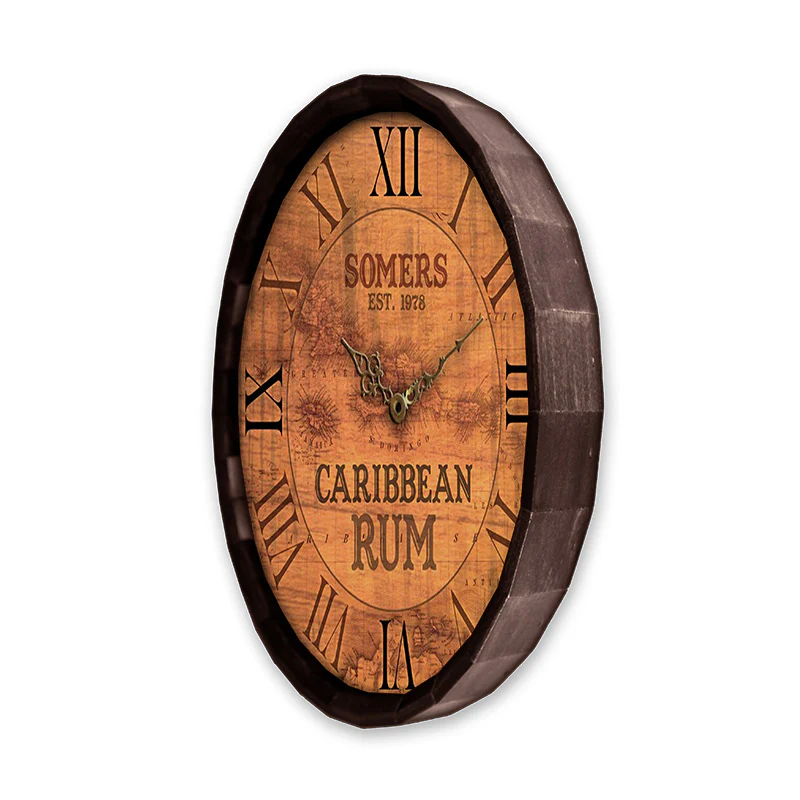 Custom Wood Barrel Top Clock – Caribbean Rum - Image 3