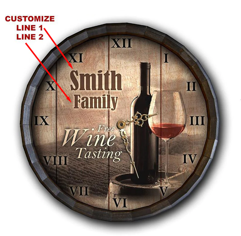 Whiskey Wood Barrel Top Clock – Free Wine Tasting - Image 2