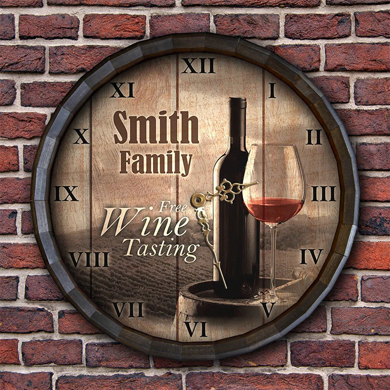 Whiskey Wood Barrel Top Clock – Free Wine Tasting - Image 3