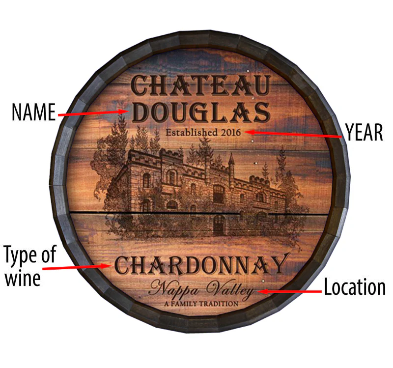 Custom Wood Barrel Top Sign – Chateau Design - Image 2