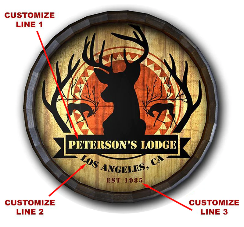Custom Wood Barrel Top Sign – Deer Lodge - Image 2