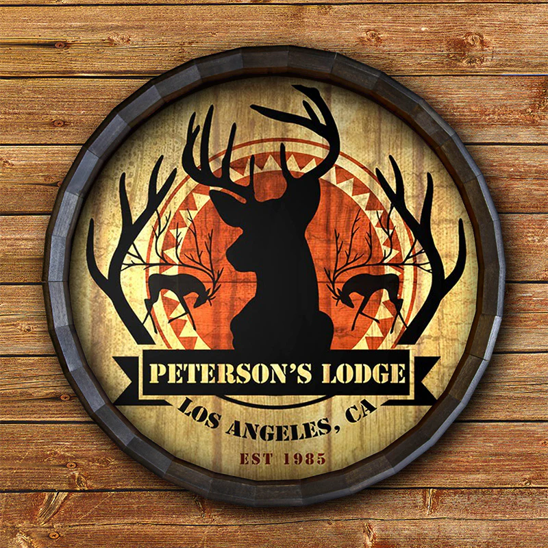 Custom Wood Barrel Top Sign – Deer Lodge - Image 3