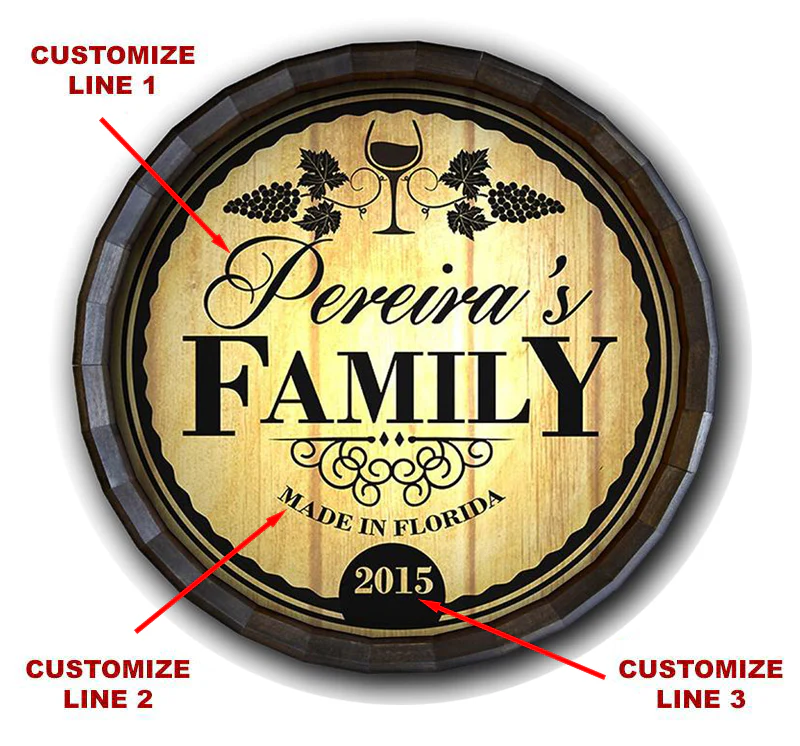 Custom Wood Whiskey Barrel Top Sign – Family - Image 2