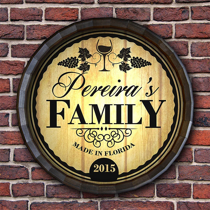 Custom Wood Whiskey Barrel Top Sign – Family - Image 3