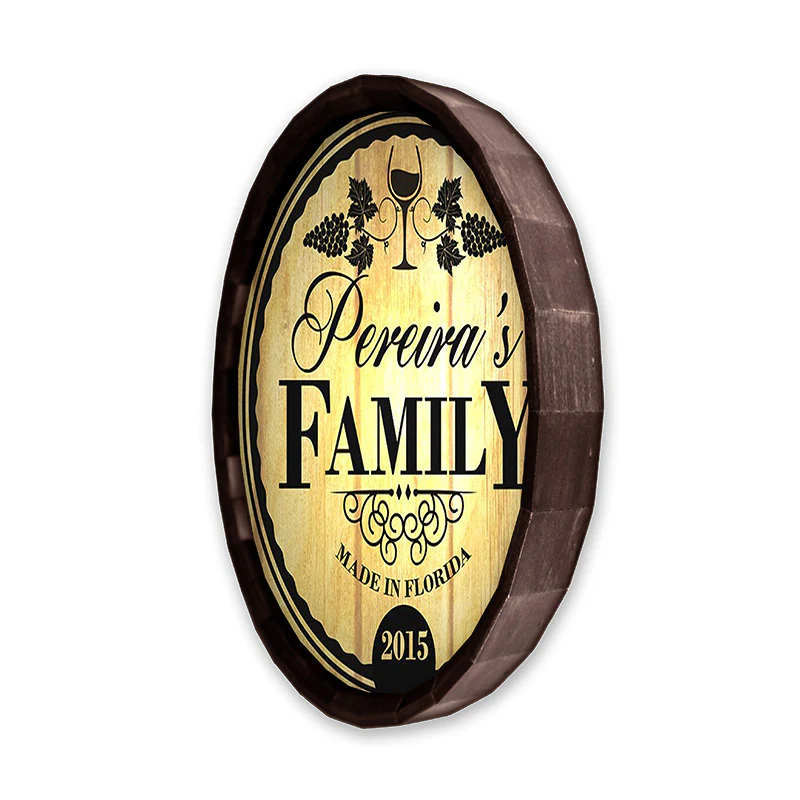Custom Wood Whiskey Barrel Top Sign – Family - Image 4